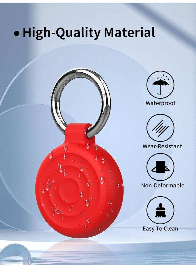 Protective Case Compatible with AirTags, Waterproof TPU Holder Case, Shockproof Anti-Scratch Cover with Keyring and Metal Catabiner, Tag Holder Protective Cover for Kids, Key, Bag, Luggage (Red D) - Image 5